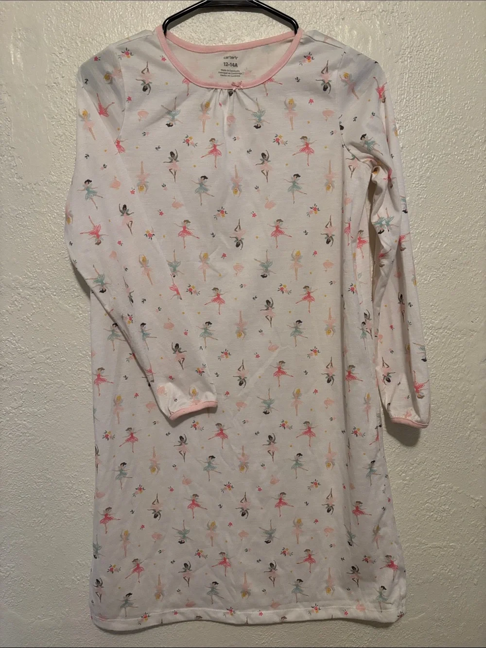 Carter's White Nightgown with Pink, Yellow and Blue Ballerina Print